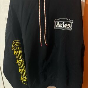 Aries Black Hoodie with Yellow Accents